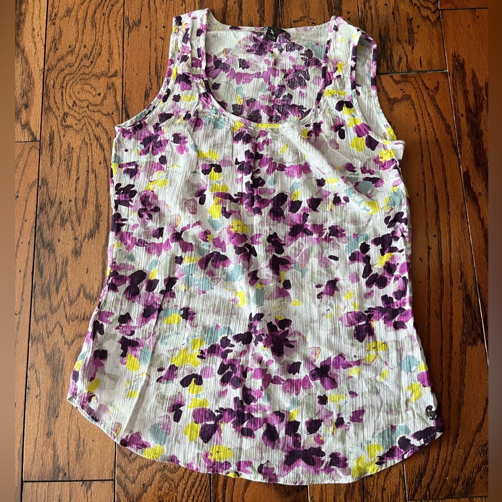 Eddie Bauer Floral Tank Top - Purple and Yellow